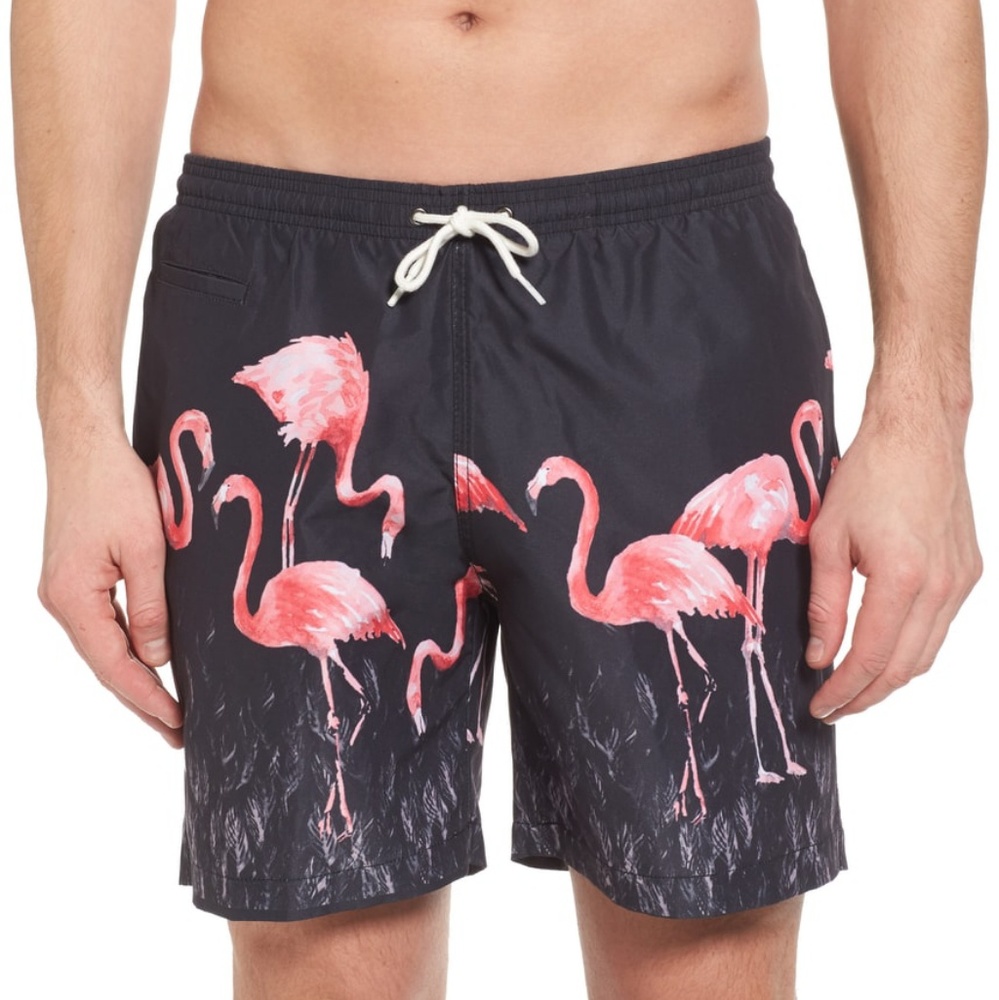 NWT Trunks San O Flamingo Print Swim Surf Shorts